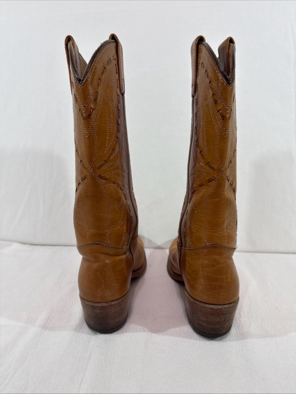 Double H Boots - Womens 6.5 - Leather Cowboy Western Tan Brown Horse Barn Farm - Picture 3 of 16